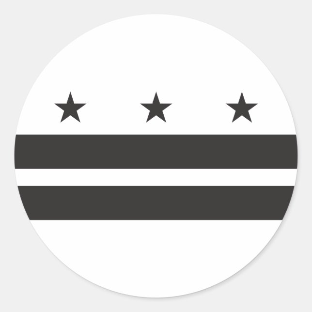 Washington DC Flag - Schwarz Runder Aufkleber (Vorderseite)