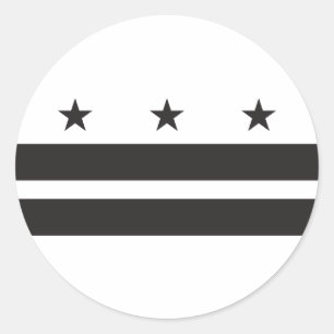 Washington DC-Flagge - Schwarzes Runder Aufkleber