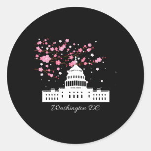Washington Dc Hauptstadt Gebäude Kirschblüten Runder Aufkleber
