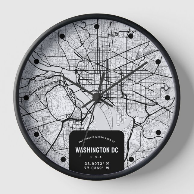 Washington, DC. Horloge de la carte de ville (Recto)