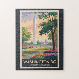 Washington DC Illustration Travel Art Vintag