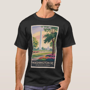 Washington DC Illustration Travel Art Vintag T-Shirt