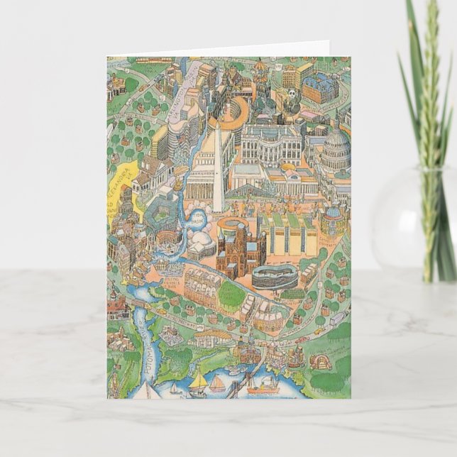 Washington DC Illustrierte Sicht Karte (Vorderseite)