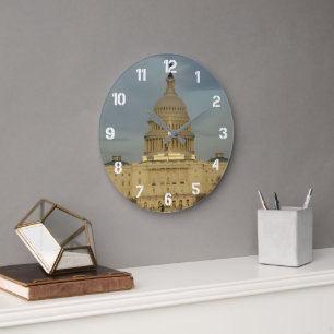 Washington DC Kapitol mit weißen Ziffern Große Wanduhr