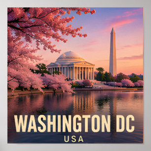 Washington DC Kirschblüten Monument Reise Geschenk Poster