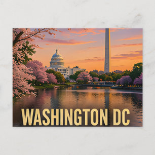 Washington DC Kirschblüten Monument Skyline Postkarte