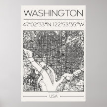 Washington DC Kohle Stadtkarte Poster ModernUrban