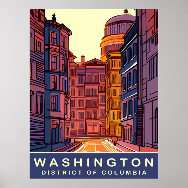 Washington DC, lebhafte Farben, Reisen Poster (Vorne)