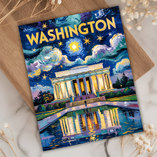 Washington DC Lincoln Memorial Lebendiger Van Gogh Postkarte