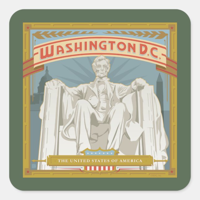Washington DC | Lincoln Memorial Quadratischer Aufkleber (Vorderseite)