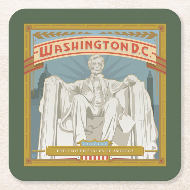 Washington DC | Lincoln Memorial Rechteckiger Pappuntersetzer (Vorderseite)