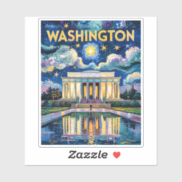 Washington DC Lincoln Memorial Vibrant Van Gogh Aufkleber