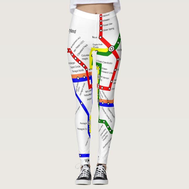 Washington DC-Metro-Untergrundbahn-Karte Legging Leggings (Vorderseite)