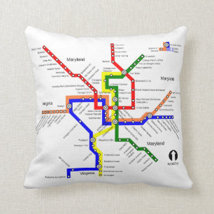 Washington DC-Metro-Untergrundbahn-Karten-Kissen Kissen