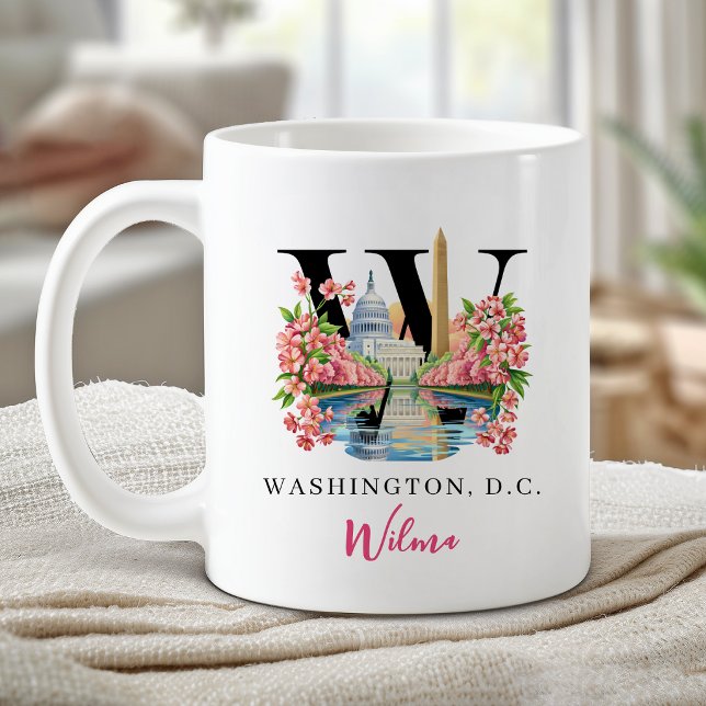 Washington DC Monogramm Buchstabe W Personalisiert Kaffeetasse (Washington DC Monogram Letter W Personalized Gift Coffee Mug)