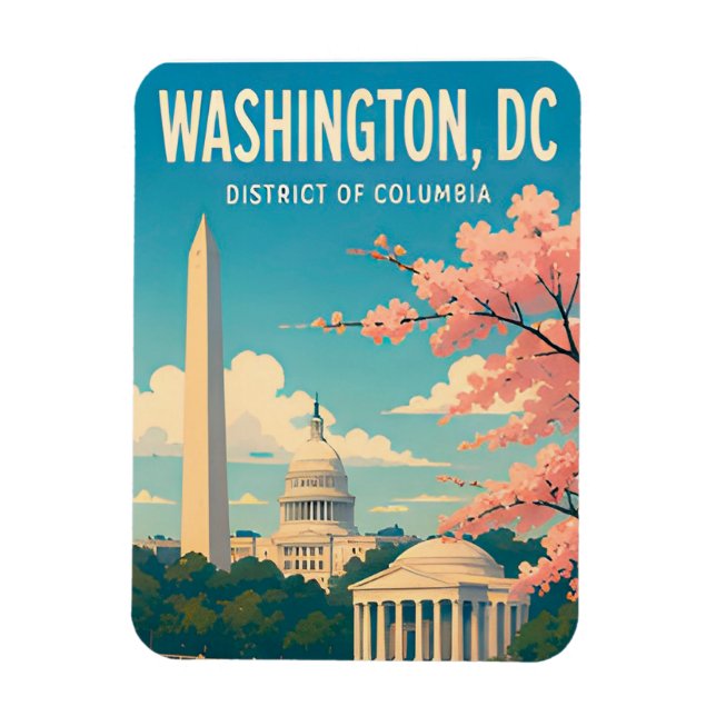 Washington DC Monumente Capitol Skyline Magnet (Vertikal)