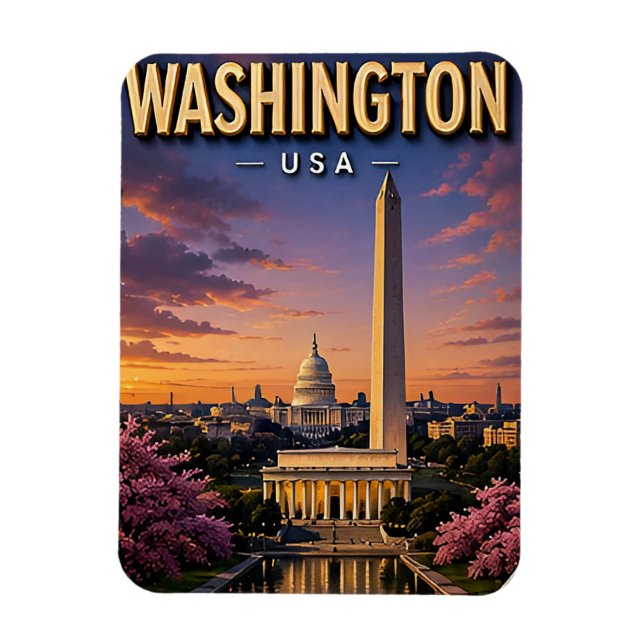Washington DC Monumente Capitol Skyline Magnet (Vertikal)