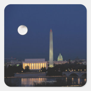 Washington DC nachts Quadratischer Aufkleber