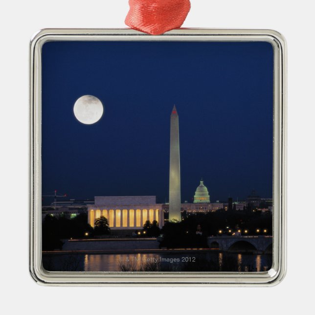 Washington DC nachts Silbernes Ornament (Vorne)