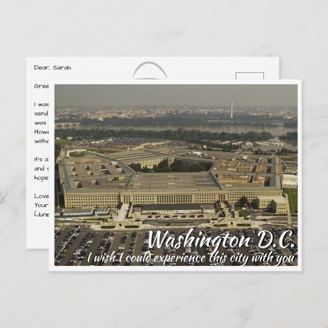 Washington DC Pentagon Postkarte (Vorne/Hinten)
