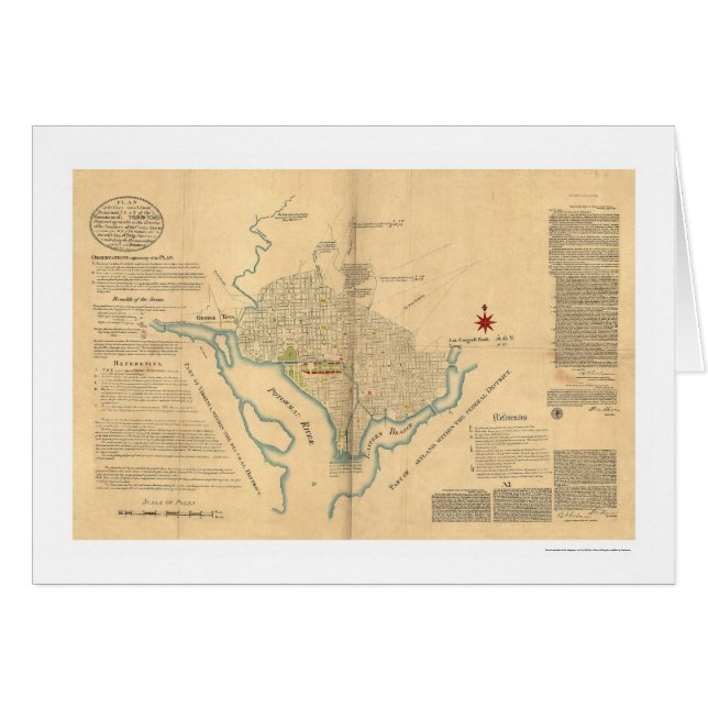 Washington DC-Plan-Karte durch L'Enfant 1791 (Vorderseite (Horizontal))