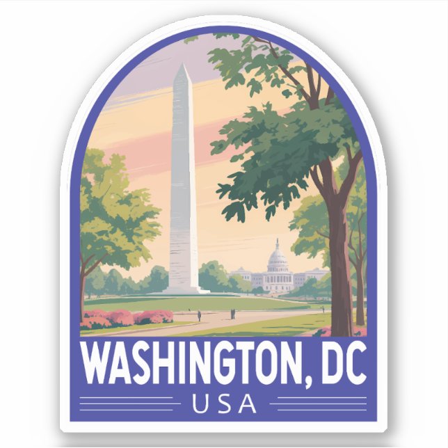 Washington DC Reise Kunst Emblem Aufkleber (Vorderseite)