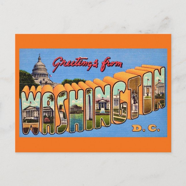 Washington DC Retro-Postkarte Postkarte (Vorderseite)