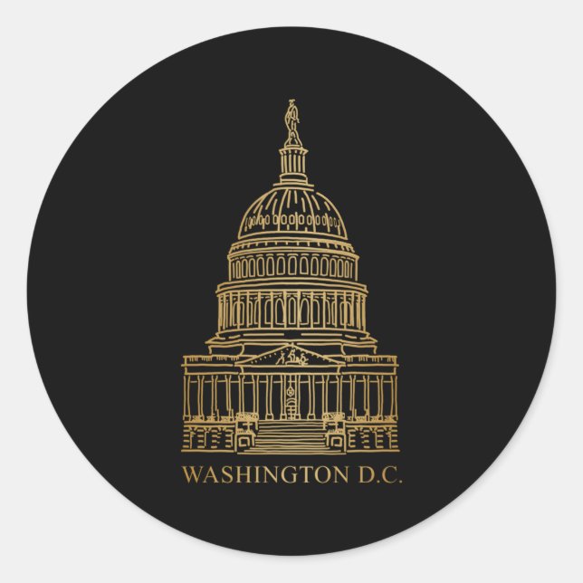 Washington Dc Sehenswürdigkeit Hauptstadt Hand Zei Runder Aufkleber (Vorderseite)