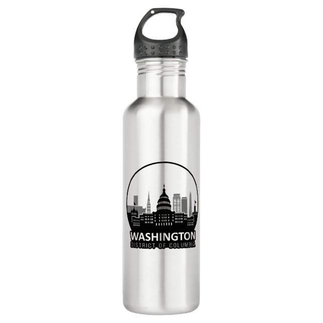 Washington DC Skyline Edelstahlflasche (Vorderseite)