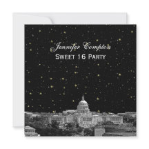 Washington DC Skyline Etch Starry DIY SQ Sweet 16