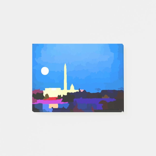 Washington DC Skyline Full Moon Post-it Klebezettel (Vorderseite)