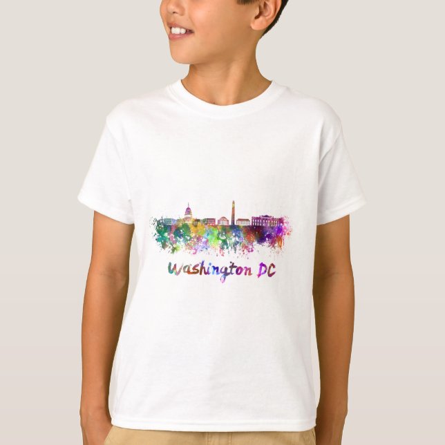 Washington DC skyline im Watercolor T-Shirt (Vorderseite)