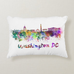Washington DC skyline im Watercolor Zierkissen