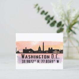 Washington DC Skyline Latitude und Längengrad Postkarte
