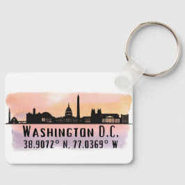 Washington DC Skyline Latitude und Längengrad Schlüsselanhänger