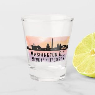 Washington DC Skyline Latitude und Längengrad Schnapsglas