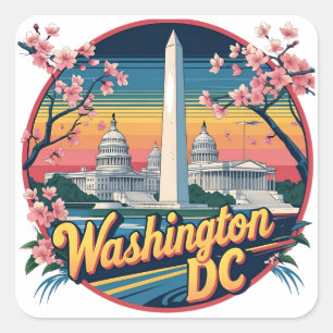 Washington DC Skyline Quadratischer Aufkleber