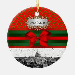 Washington DC Skyline Rot Grün Quatrefoil Hintergr Keramikornament