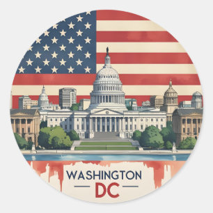 Washington DC Skyline Runder Aufkleber