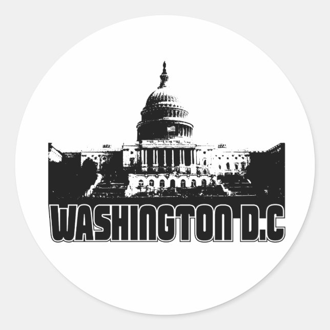 Washington DC Skyline Runder Aufkleber (Vorderseite)