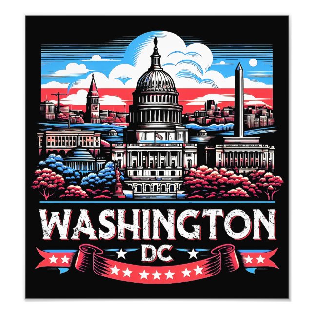 Washington DC Skyline Sehenswürdigkeit art Fotodruck (Vorne)