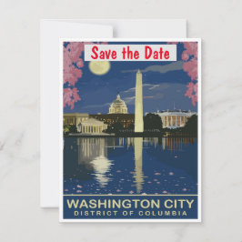 Washington DC spiegelnde Hochzeits-Einladung Save The Date