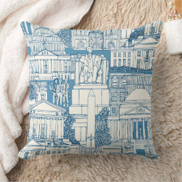 Washington DC Toile Blau Kissen