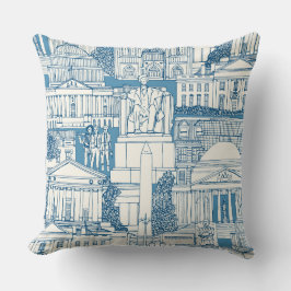 Washington DC toile blue Kissen