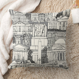 Washington DC Toile grau Kissen