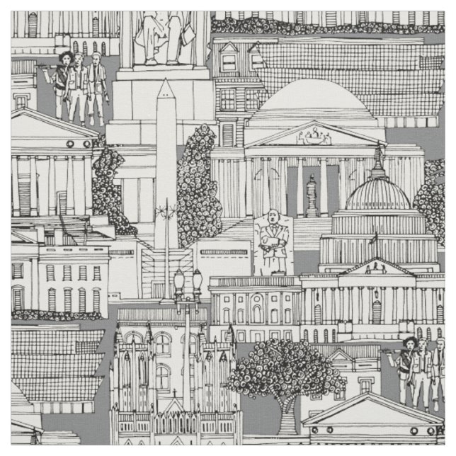 Washington DC Toile grau Stoff (Muster)