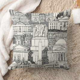 Washington DC toile gray Kissen