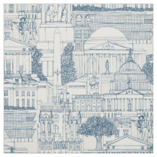 Washington DC Toile Kobalt stark weiß Stoff