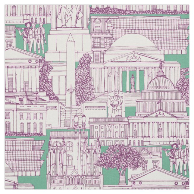 Washington DC Toile lila Pfefferminz Stoff (Muster)