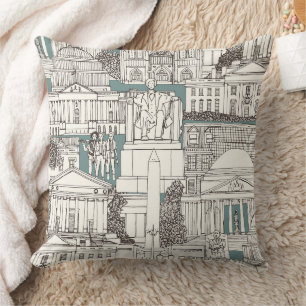 Washington DC Toile Wacholder Kissen